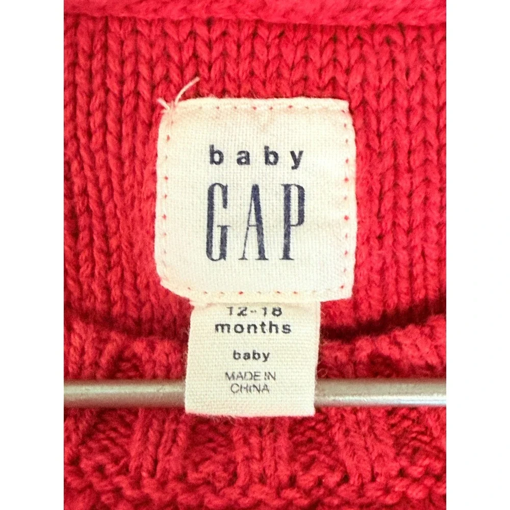 Vintage Baby Gap Red Cable Knit Long Sleeve Romper Sweater Coverall Size 12-18 M
